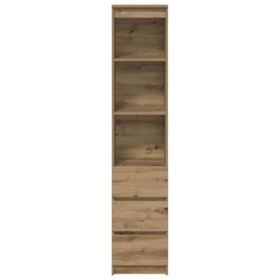 Hoge kast 37,5x35x180 cm bewerkt hout artisanaal eikenkleur - thumbnail