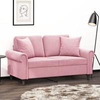 Tweezitsbank met sierkussens 120 cm fluweel roze - thumbnail