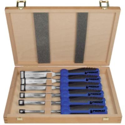 Promat/Tecwerk Steekbeitelset | 6,10,12,16,20,26 mm | 2-componentengreep | 6-delig | houten kist - 4000815234 Promat/Tecwerk Steekbeitelset | 6,10,12,16,20,26 mm | 2-componentengreep | 6-delig | houten kist - 4000815234
