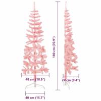 VidaXL Kunstkerstboom half met standaard smal 180 cm roze - thumbnail