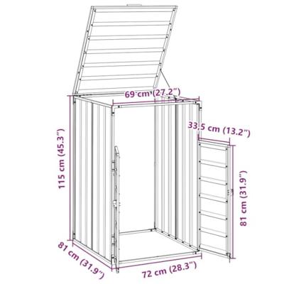 Containerberging voor 1 container 72x81x115 cm staal bruin
