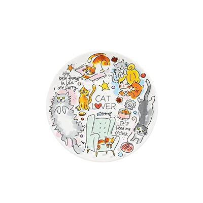 Blond Amsterdam ontbijtbord aardewerk cat lover 22x2.5cm multi