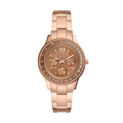 Fossil ES5109 Horloge Stella Sport Multifunction staal rosekleurig-bruin 37 mm