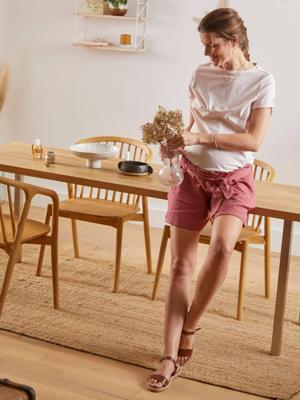 Zwangerschapsshort van katoengaas terracotta Zwangerschapsshort van katoengaas terracotta