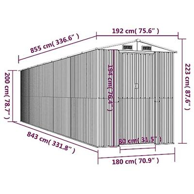 Tuinschuur 192x855x223 cm gegalvaniseerd staal antracietkleurig