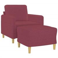 Fauteuil met voetenbank 60 cm stof wijnrood - thumbnail