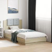 Bedframe met hoofdeinde bewerkt hout sonoma eiken 90x190 cm - thumbnail