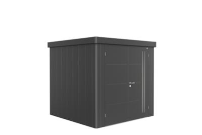 Biohort Neo 2B metalen tuinhuis donkergrijs 236x236 cm met dubbele deur- Plat dak- Metaal- Biohort