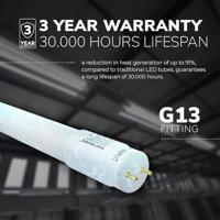 Set van 5 LED TL Buizen 150cm - T8 G13 Fitting - 24 Watt 2640 lumen (110/W) - 3000K warm wit - Flikkervrij - Vervangt 58 Watt (58W/830) - Incl. Starter - thumbnail