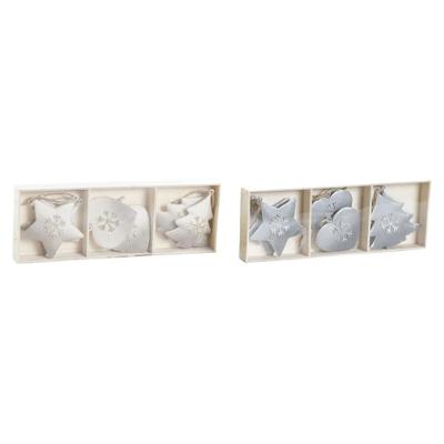 Ophangdecoratie DKD Home Decor Wit Grijs Metaal 7 x 2 x 7 cm (6 Onderdelen) (2 Stuks)