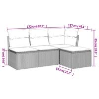 4-delige Loungeset met kussens poly rattan zwart - thumbnail
