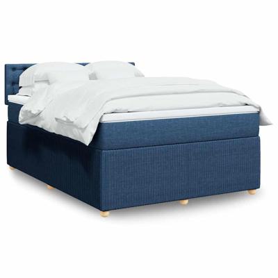 Boxspring met matras stof blauw 140x200 cm