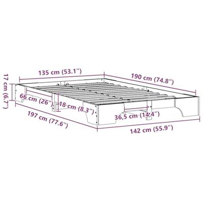 Bedframe Wit 135 x 190 cm Massief grenenhout