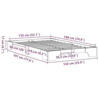 Bedframe Wit 135 x 190 cm Massief grenenhout - thumbnail