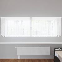 VidaXL Kantgordijn met gordijnen bloemen wit 120 x 300 cm polyester - thumbnail