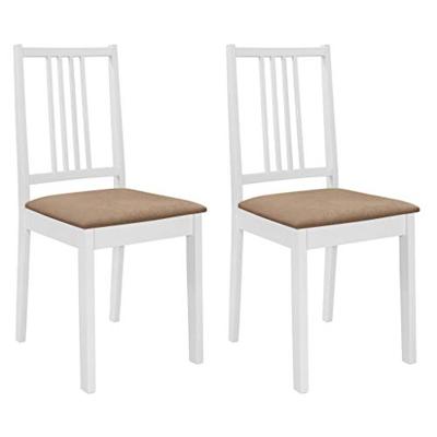 VidaXL Eetkamerstoelen met kussens 2 st massief hout wit VidaXL Eetkamerstoelen met kussens 2 st massief hout wit