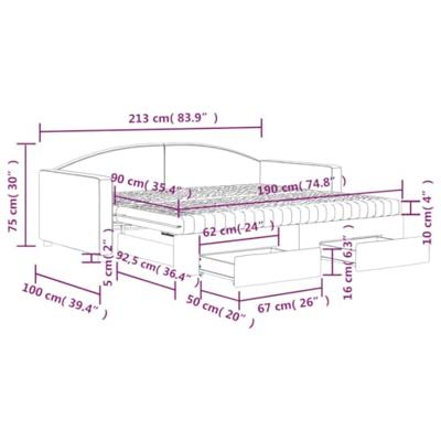 Slaapbank met onderschuifbed en lades 90x190 cm stof zwart