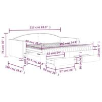 Slaapbank met onderschuifbed en lades 90x190 cm stof zwart - thumbnail