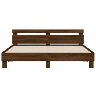 Bedframe met hoofdeinde bewerkt hout bruineikenkleur 160x200 cm