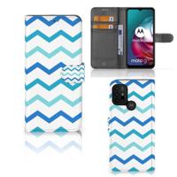 Motorola Moto G10 | G20 | G30 | Telefoon Hoesje | Zigzag Blauw - thumbnail