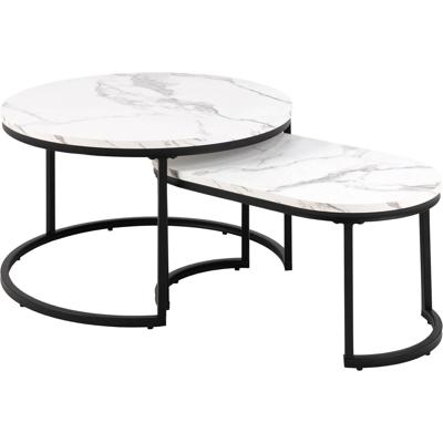 Bendt Salontafel 'Flemming' Set van 2 stuks, Marmerlook, kleur Wit Bendt Salontafel 'Flemming' Set van 2 stuks, Marmerlook, kleur Wit
