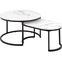 Bendt Salontafel 'Flemming' Set van 2 stuks, Marmerlook, kleur Wit - thumbnail