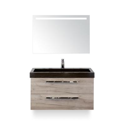 Seville Badmeubelset 100 cm - Craft Oak - Wastafel Lucca 1 kraangat - met Sence Spiegel