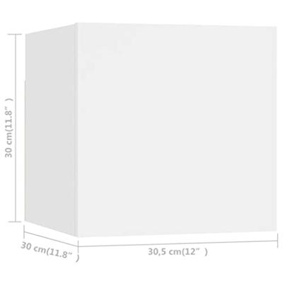 Tv-wandmeubelen 2 st 30,5x30x30 cm wit