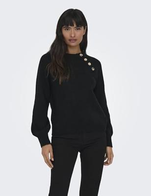 Only Onlemma Life Ls Button Oneck Knt Noos Trui Black