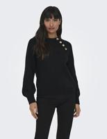 Only Onlemma Life Ls Button Oneck Knt Noos Trui Black - thumbnail