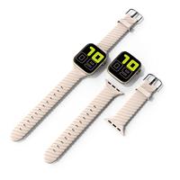 By Qubix - Siliconen 'Twist' bandje - Zand roze - Compatible met Apple Watch 44mm / 45mm / 46mm / 49mm - Compatible Apple watch bandjes - thumbnail