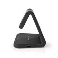 Wekker | Draadloze Lader | Qi-gecertificeerd | Meerkleurige Nachtlamp | Zwart - thumbnail