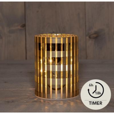 LED Cylinder glas ruit goud 9x12cm