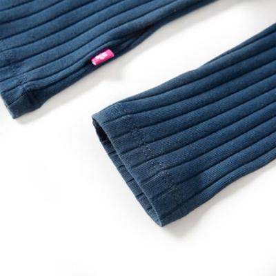 Kindershirt met lange mouwen geribd 128 marineblauw
