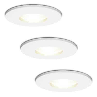 Set van 3 Barcelona - LED Inbouwspots - 5 Watt 400 lumen - 4000K Neutraal wit - GU10 - Dimbaar - Rond - IP44 voor badkamer, buiten en binnen - Wit