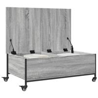Salontafel metwielen 91x55x34 cm bewerkthout grijs sonoma - thumbnail