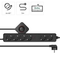 Hama Stekkerdoos 6-voudig Voetschakelaar 3 M (2x 1,5m Incl. Schakelaar) Zwart - thumbnail