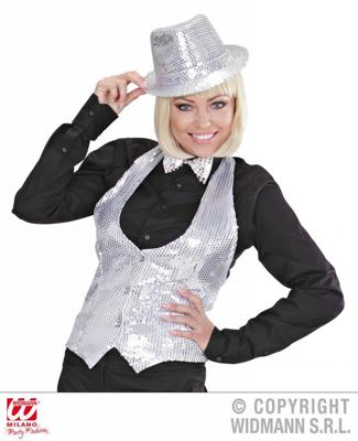 Glittervest zilver vrouw