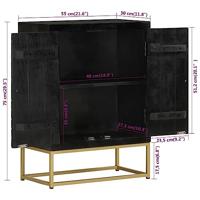 Dressoir met 2 deuren 55x30x75 cm mangohout zwart en goud - thumbnail