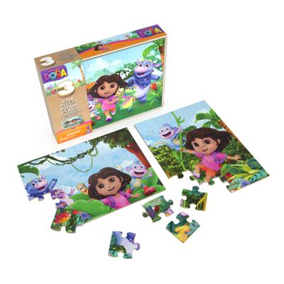 Dora 3in1 Houten Puzzel 3x24 Stukjes