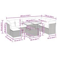 9-delige Loungeset met kussens poly rattan beige - thumbnail