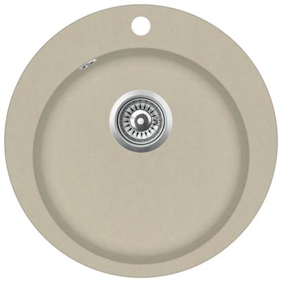 VidaXL Gootsteen enkele bak rond graniet beige
