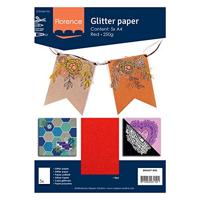 Florence • glitterpapier 250g a4 rood 5x - thumbnail