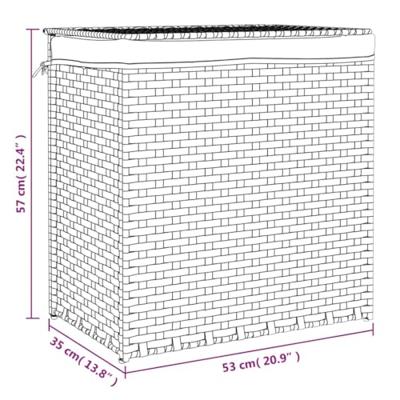 VidaXL Wasmand met 2 vakken 53x35x57 cm poly rattan donkerbruin - thumbnail