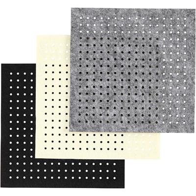 Creativ Company Hobbyvilt met gaten, afm 20x20 cm, dikte 3 mm, zwart, grijs, off-white, 3x4 vel/ 1 doos - thumbnail