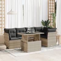 6-delige Loungeset met kussens poly rattan lichtgrijs - thumbnail