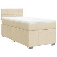 Boxspring met matras stof crèmekleurig 90x200 cm - thumbnail