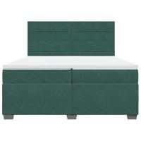 Boxspring met matras fluweel donkergroen 200x200 cm - thumbnail