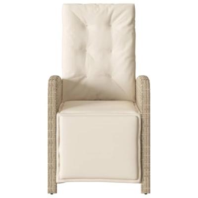 Tuinstoel verstelbaar met voetensteun poly rattan beige