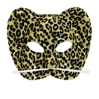 Glitter Oogmasker Luipaard Groot Met Snorharen Goud - thumbnail